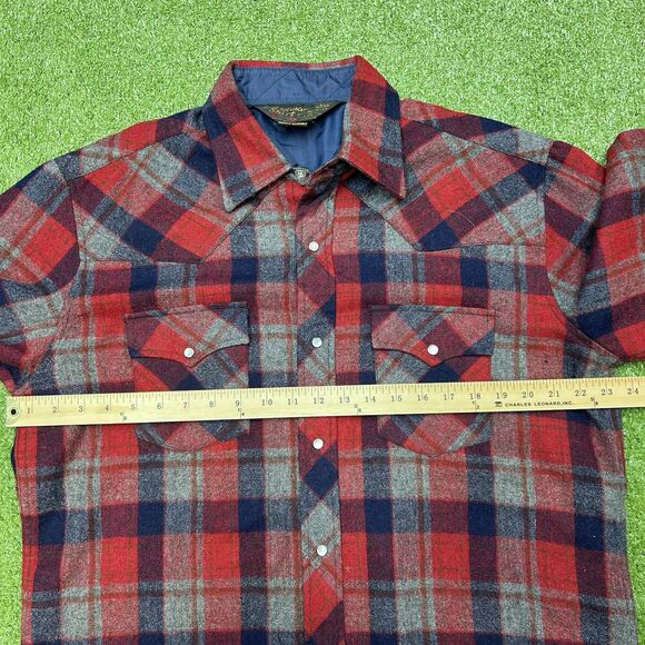 Vintage 70s KMART Sportsman Shirt Plaid Flannel  Red Men’s Large - Picture 4 of 6